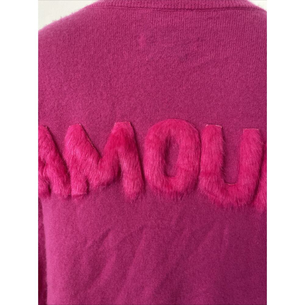 MAX&MOI Amour Sweater V Neck Cashmere Fuchsia Purple Pink Long Sleeve Piata M - Picture 6 of 9